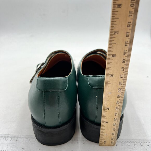 FSJ Men's Double Monk Strap Dress Loafers with Buckle Round Toe ,Green Shoes - Picture 5 of 8
